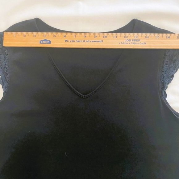 Chaps Ladies Top Pitch Black XL Lace cap sleeves - Picture 5 of 7